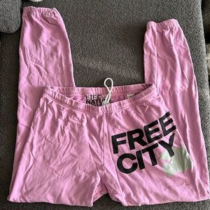 Free city pink sweatpants joggers